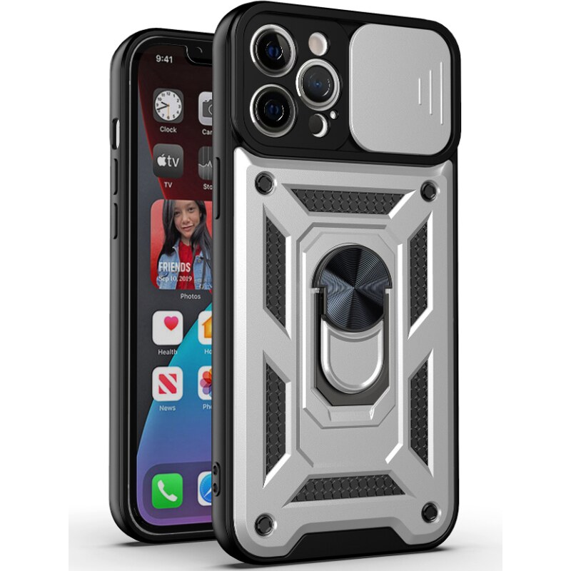 Ochranný kryt pro iPhone 12 - Mercury, Camera Slide Silver