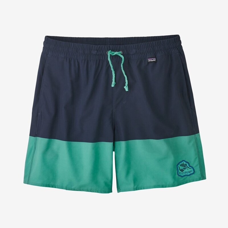 Men's Hydropeak Volley Shorts - 16" - Defend our Oceans: Santa Cruz Block Tidepool Blue - Patagonia