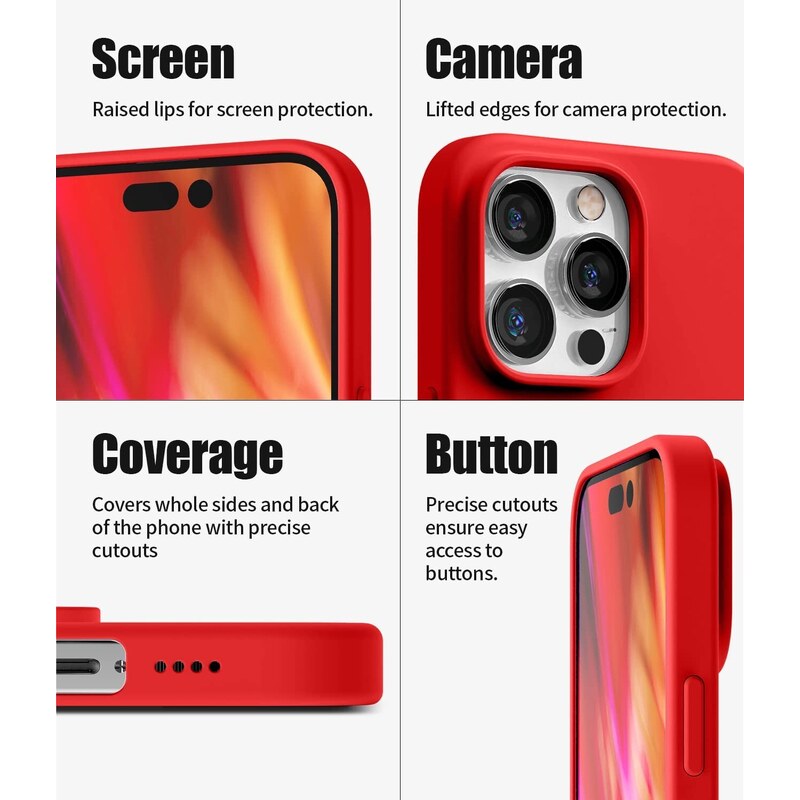 Ochranný kryt pro iPhone 14 Pro MAX - Mercury, Silicone Red