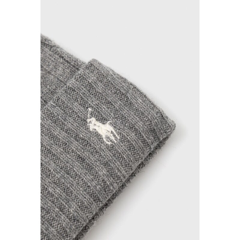 Čepice Polo Ralph Lauren šedá barva, z tenké pleteniny