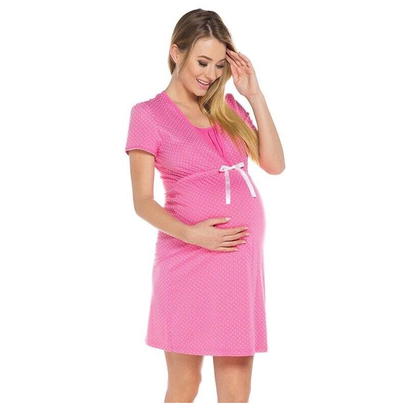 Italian Fashion Bavlněná těhotenská noční košile Alena růžová