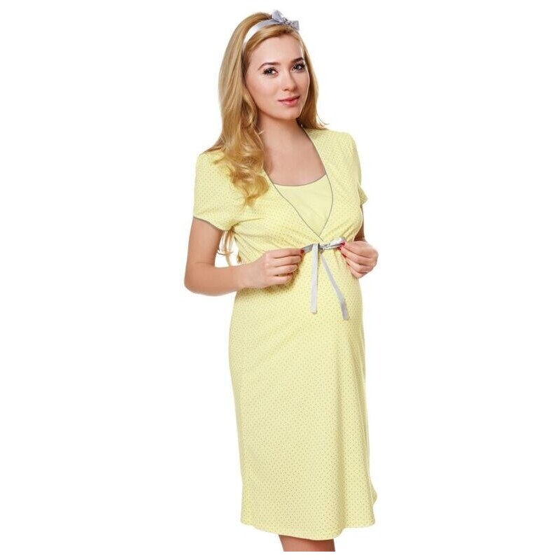 Italian Fashion Bavlněná těhotenská noční košile Felicita žlutá