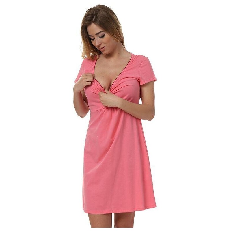 Italian Fashion Těhotenská noční košile Dagna korálová