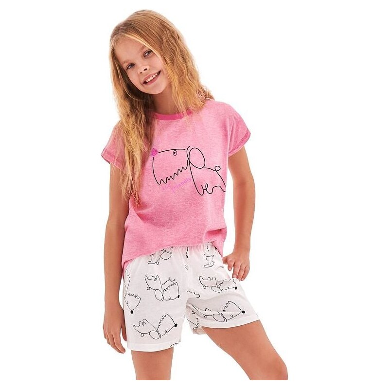 Taro Dívčí pyžamo Hanička růžové dog