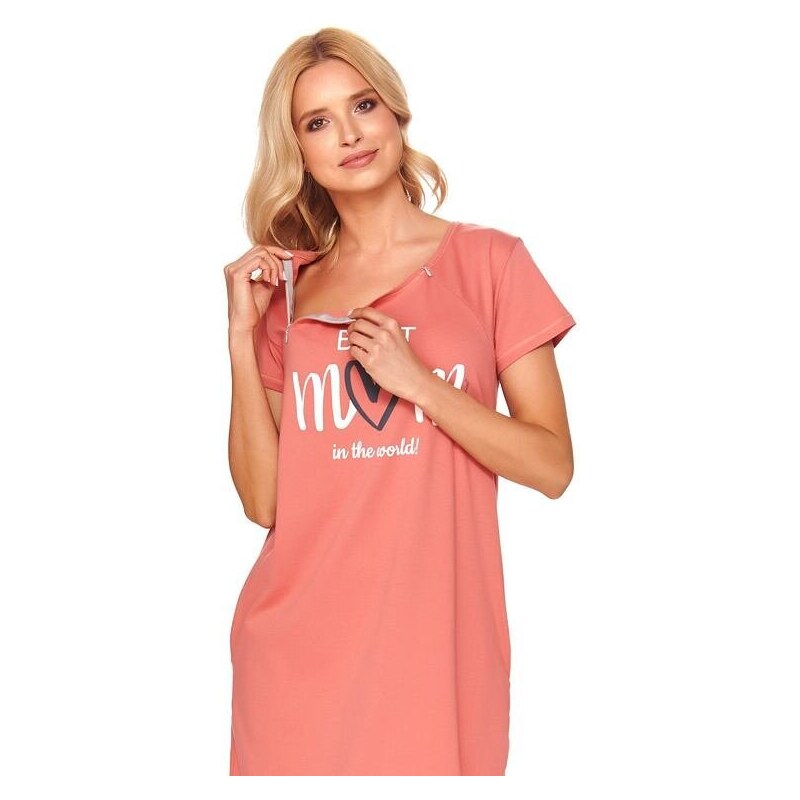 DN Nightwear Organic mateřská noční košile Best mom oranžová