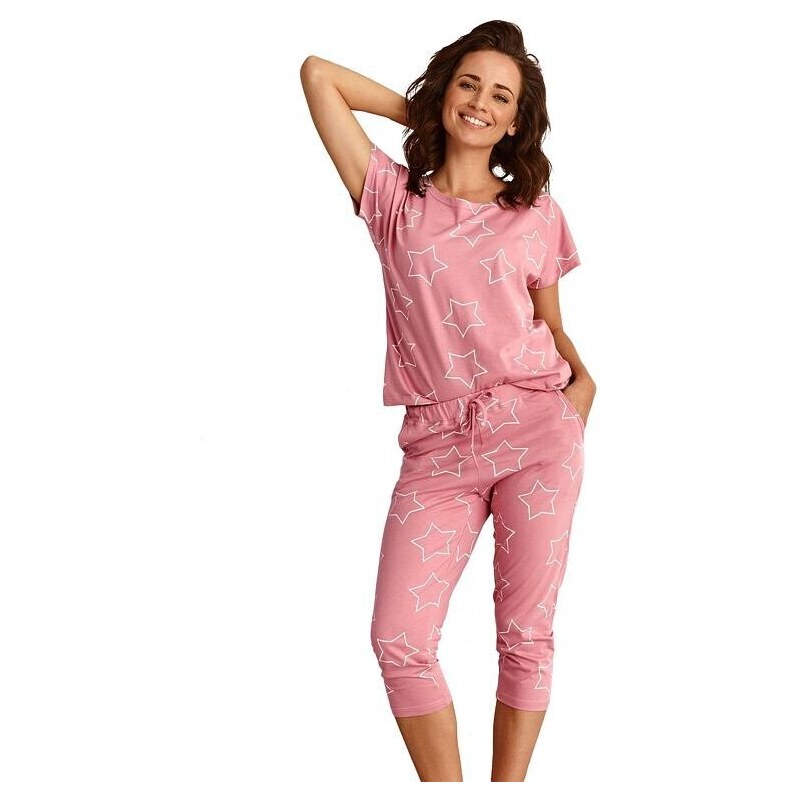 Taro Dámské pyžamo Oksa růžové s hvězdami