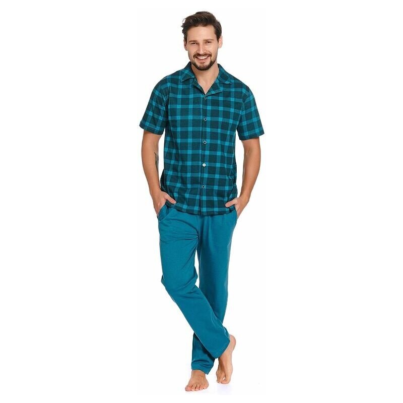 DN Nightwear Pánské pyžamo Luke modré káro