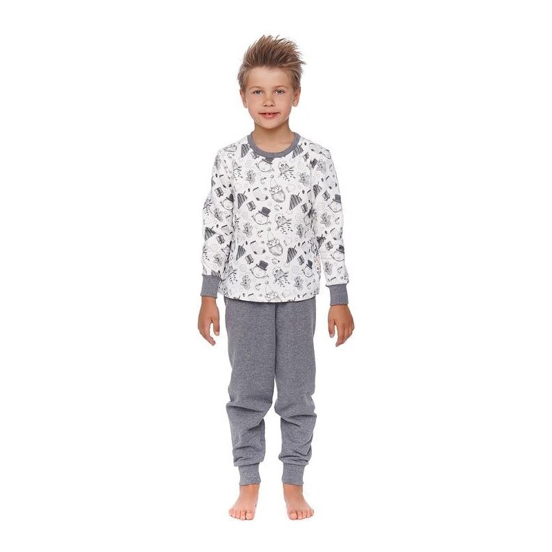 DN Nightwear Dětské pyžamo Snowman bílé zateplené