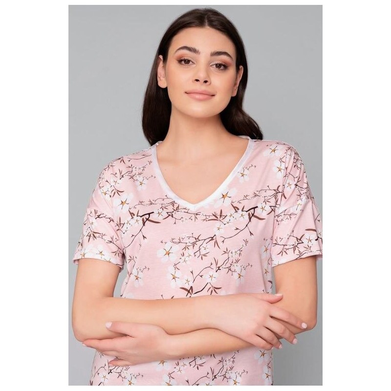 Italian Fashion Noční košilka Alwa růžová s květy