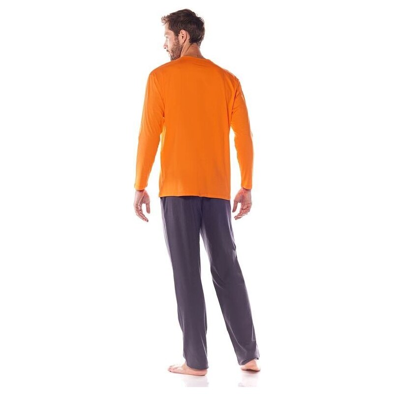 L&L Pánské pyžamo Kamil oranžové s kaktusem