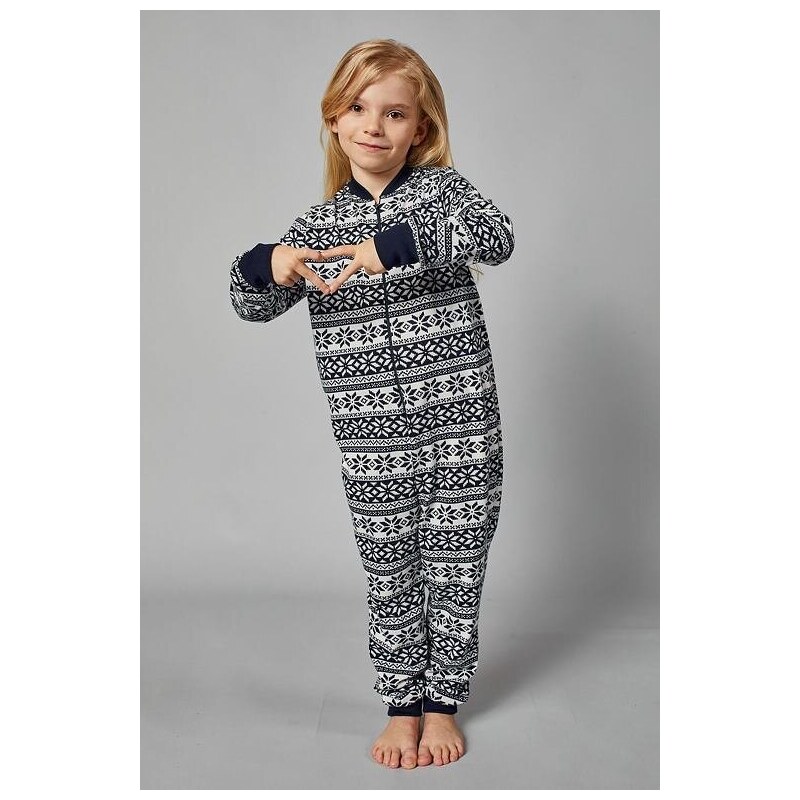 Italian Fashion Dětský pyžamový overal Alaska modrý norský vzor