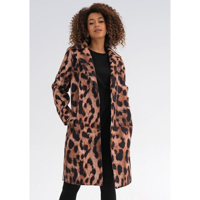 Nelove Hnědý kabát s leopardím potiskem MOSQUITO