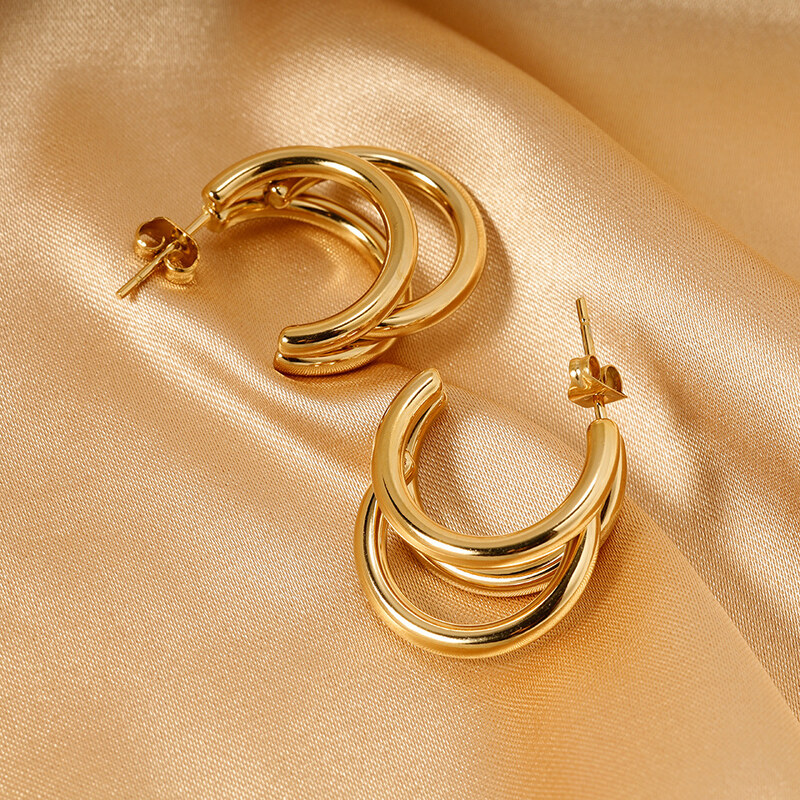 ORNAMENTI Pozlacené náušnice Triple Hoops gold