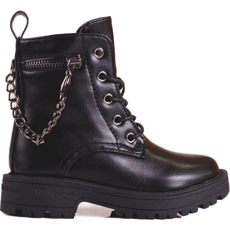 Black girls' ankle boots with Shelvt chain