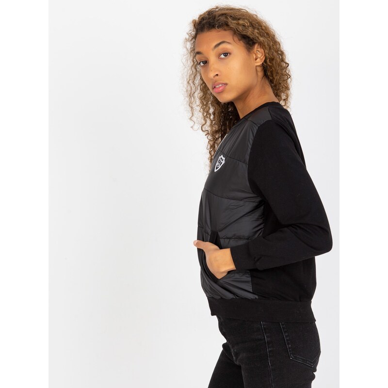 RUE PARIS ČERNÁ BOMBER MIKINA NA ZIP -BLACK