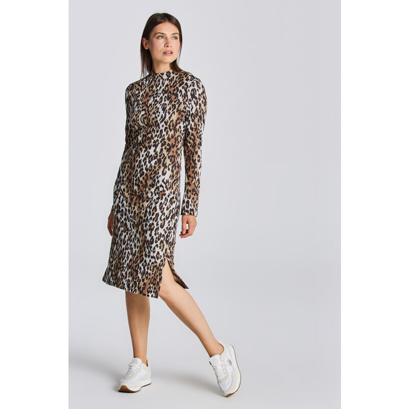 ŠATY GANT D2. LEOPARD JACQUARD JERSEY DRESS hnědá XS