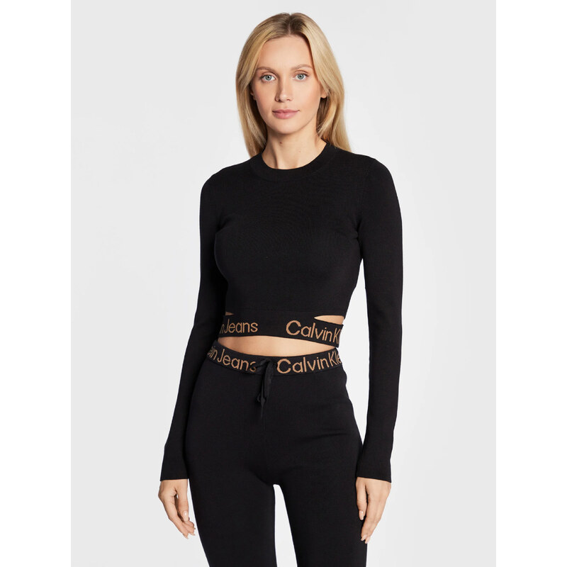 Calvin Klein dámský černý crop top svetr