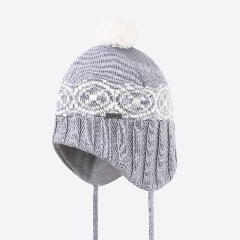 Dětská pletená Merino čepice Kama B92 109 Šedá
