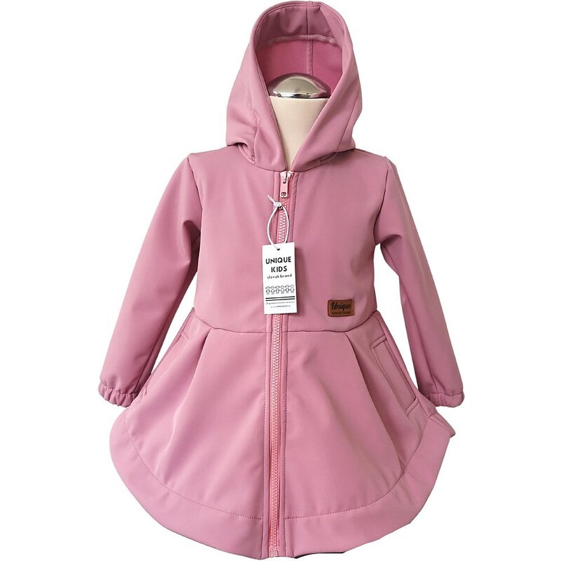 Unique Kids Softshellový kabátek - dlouhý UNIQUE girl pudrová růžová