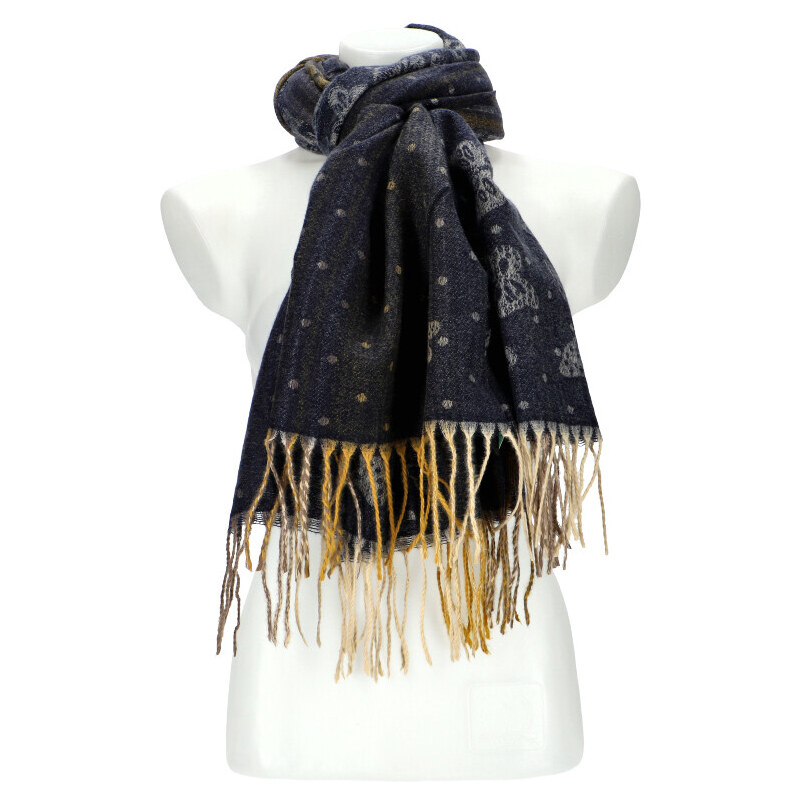 Cashmere Dámská modrá teplá dlouhá zimní šála 200x70 cm 74388025