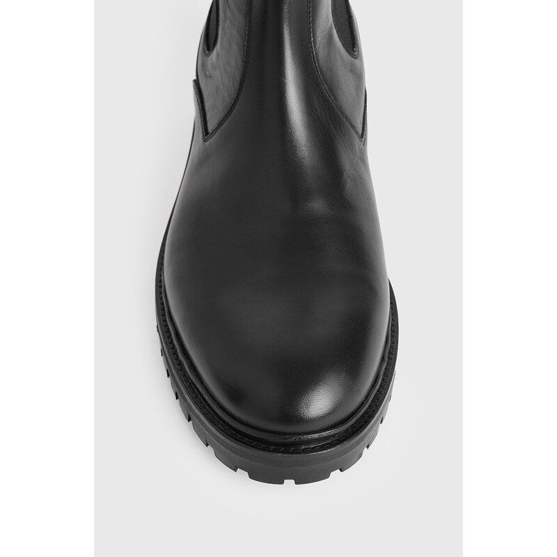 Kožené kotníkové boty AllSaints Melos Chelsea pánské, černá barva