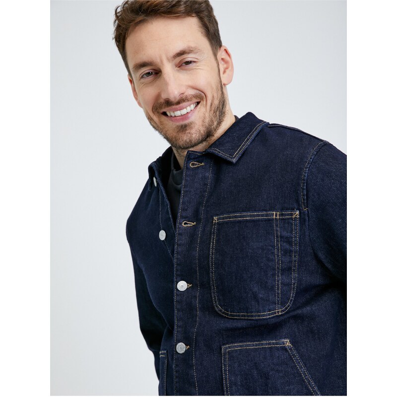 Tmavě modrá pánská džínová bunda Tom Tailor Denim - Pánské