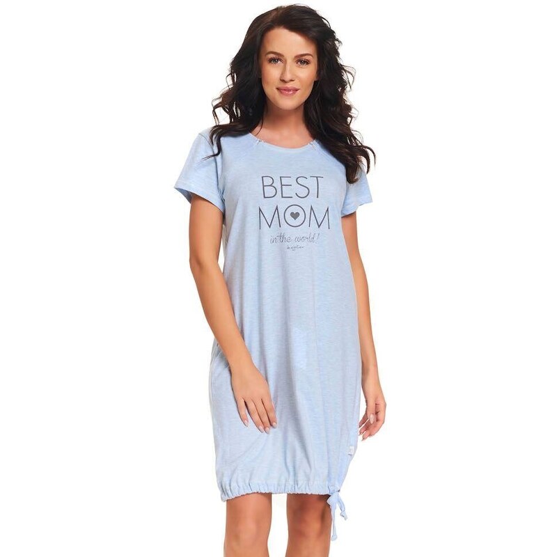 DN Nightwear Mateřská noční košile Best mom světle modrá