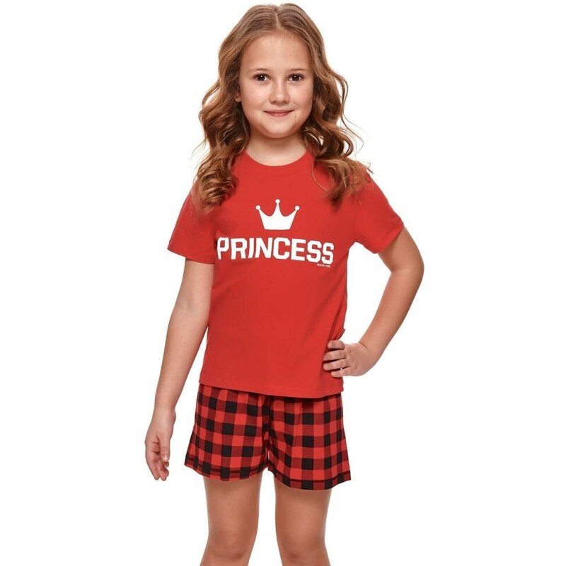 DN Nightwear Krátké dívčí pyžamo Princess červené