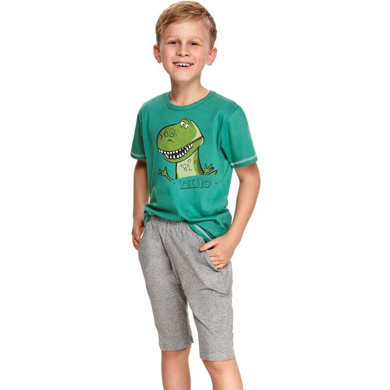 Taro Chlapecké pyžamo Alan tmavě zelené s dinosaurem