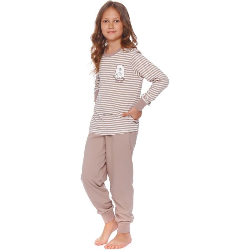 DN Nightwear Dětské pyžamo Bear hnědé s pruhy