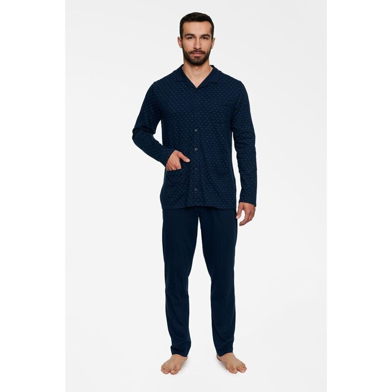 Henderson Pánské propínací pyžamo Ted tmavě modré