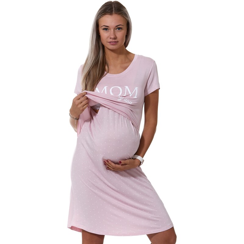 Naspani Růžová puntíkatá kojící a těhotenská košilka MOM 1D1153