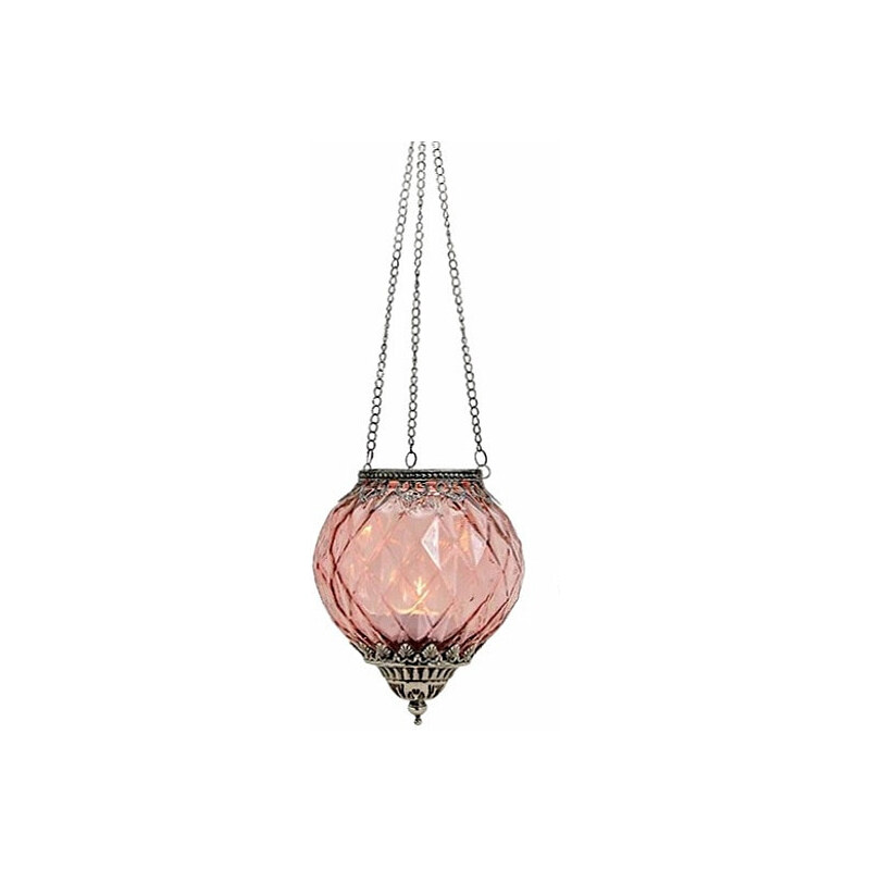 Nefertitis Svícen závěsný skleněný na čajové svíčky růžový - 19 cm