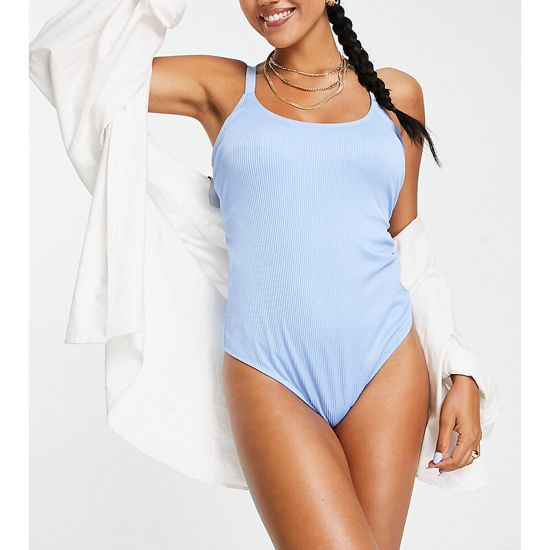 Ivory Rose Fuller Bust rib scoop swimsuit in blue 74443515