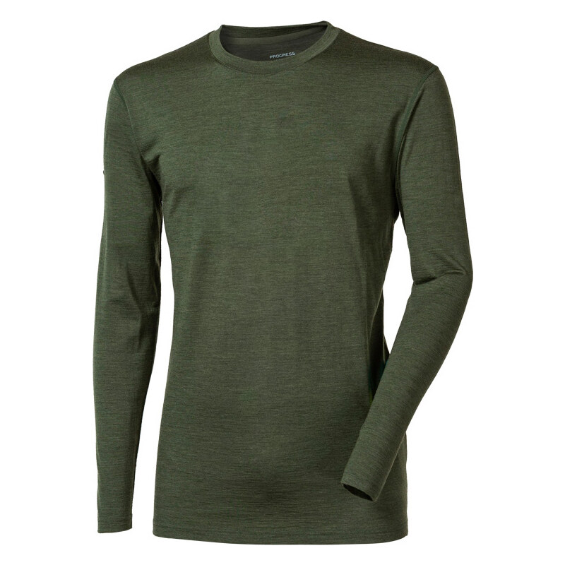 Pánské merino triko PROGRESS Original LS khaki