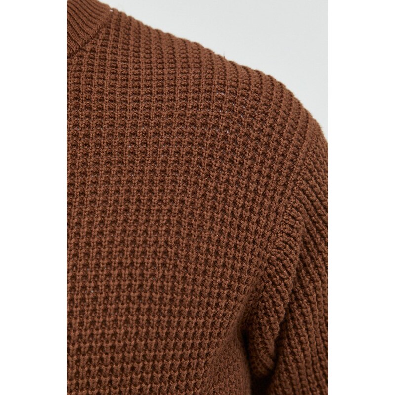 Bavlněný svetr Abercrombie & Fitch pánský, hnědá barva, lehký