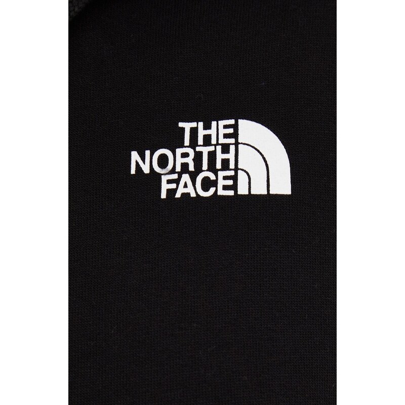 Bavlněná mikina The North Face dámská, černá barva, s kapucí, s potiskem, NF0A7X2TJK31