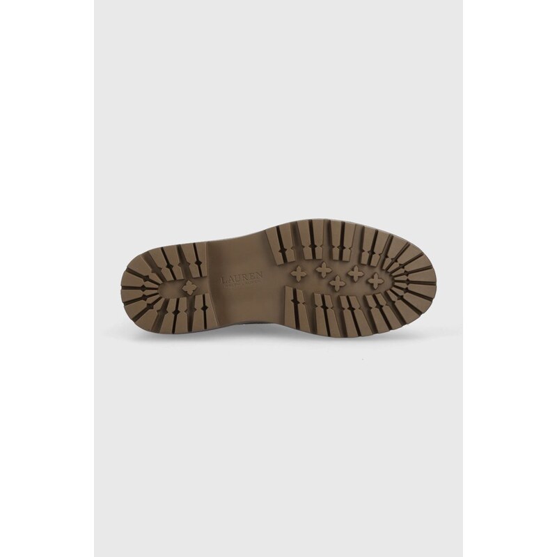 Semišové kotníkové boty Lauren Ralph Lauren dámské, hnědá barva, na plochém podpatku