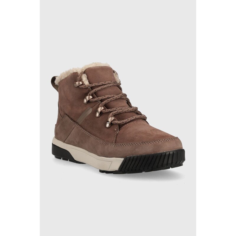 Boty The North Face WOMEN S SIERRA MID LACE WP dámské, hnědá barva, zateplené