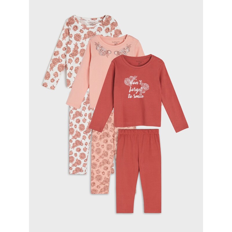 Sinsay - Sada 3 pyžam - korálová