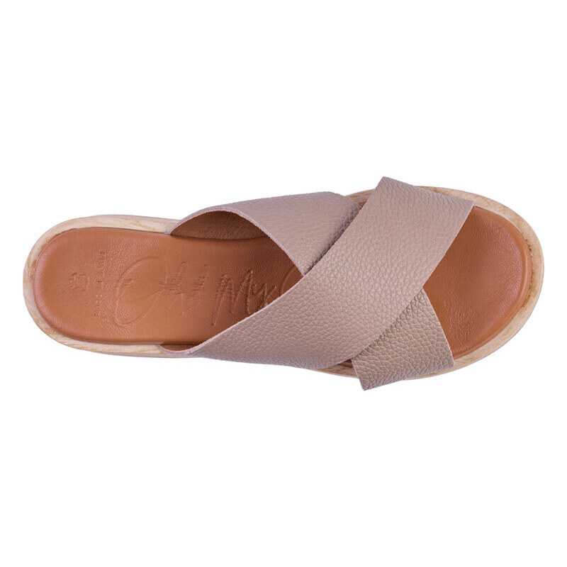 Dámské kožené nazouváky OH MY SANDALS taupe