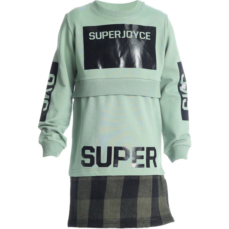 JOYCE Dívčí zateplené šaty SUPER/Černá, Zelená