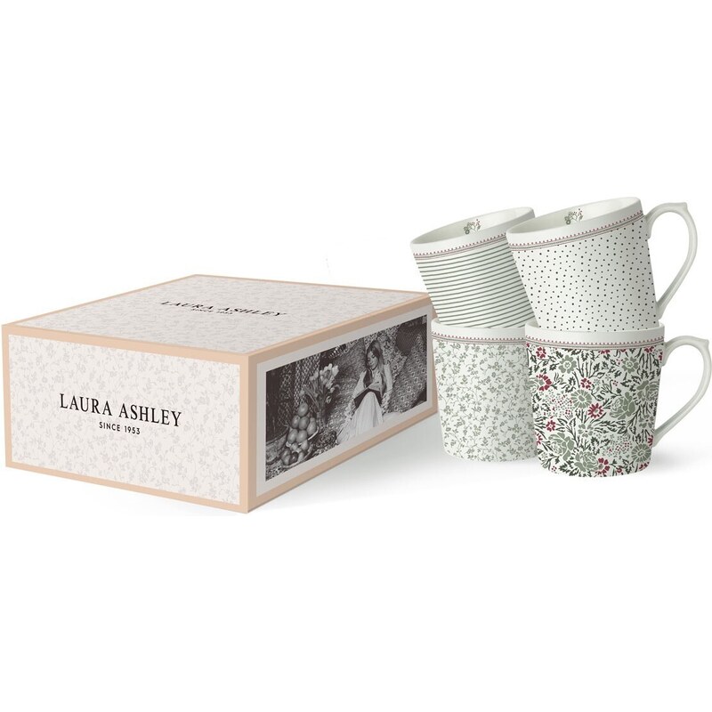 Laura Ashley UK Sada porcelánových hrnků Laura Wild assorti 220ml 4-set box