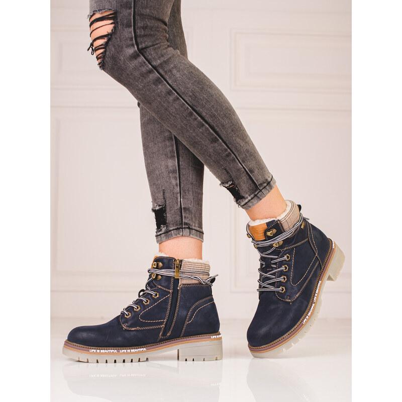 GOODIN Navy blue women's trappers Shelvt