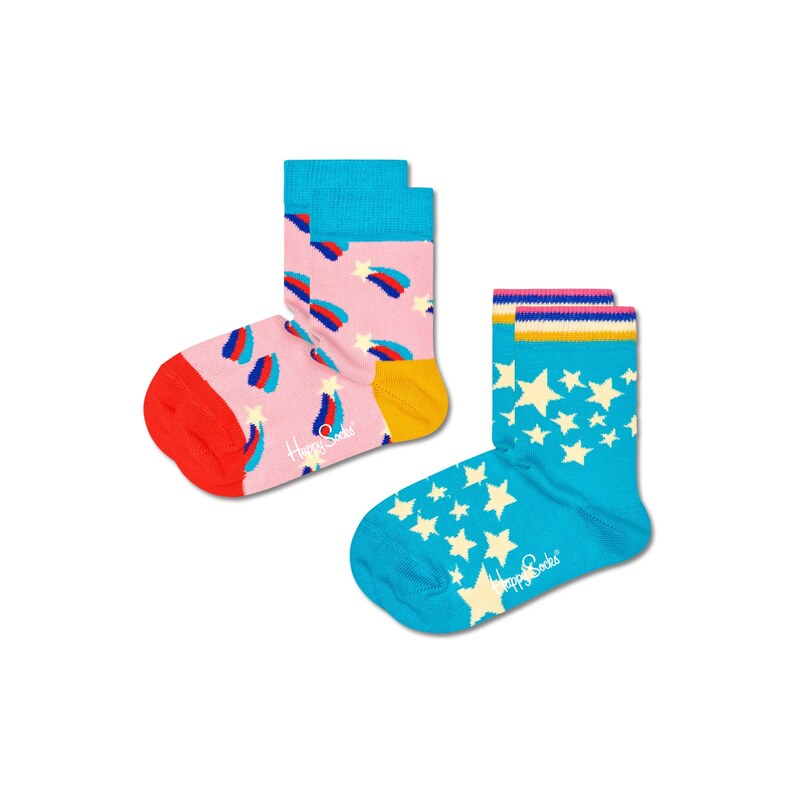 Happy Socks Ponožky SHOOTING STAR azurová modrá / kari / světle