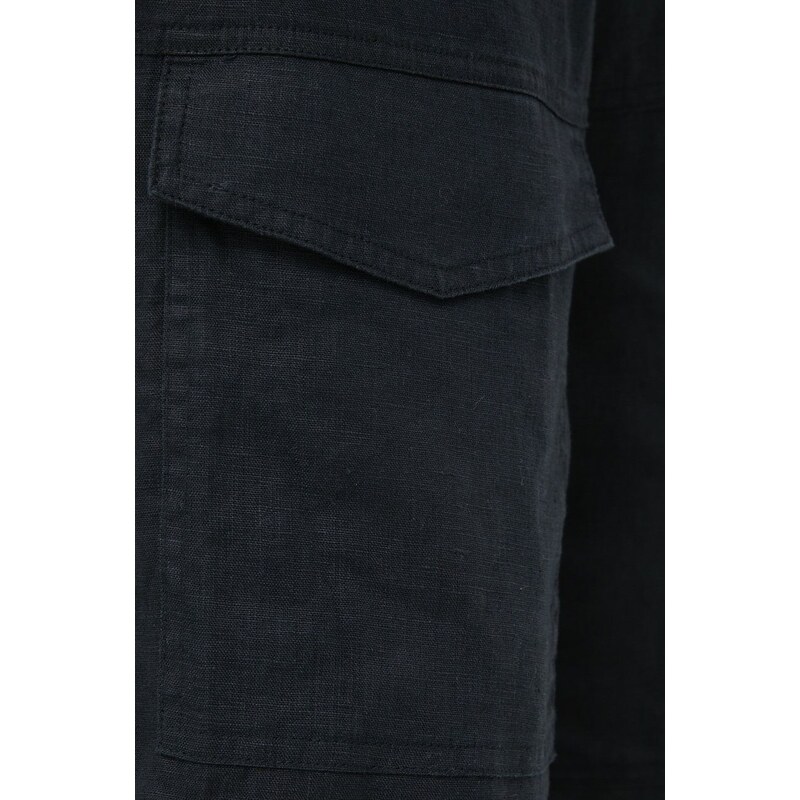 Plátěné kalhoty Dkny dámské, černá barva, high waist