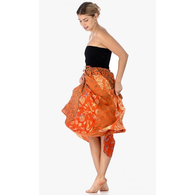 Indonésie Dlouhá sarongová sukně oranžová