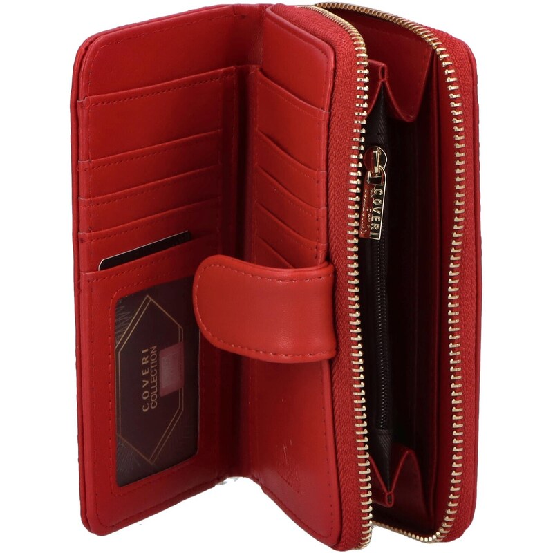 Coveri Trendová dámská koženková peněženka Dona, červená