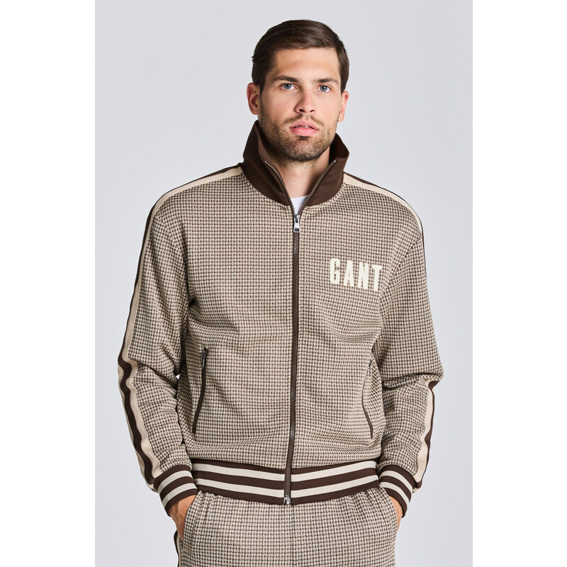 MIKINA GANT D1. HOUNDSTOOTH TRACKSUIT JACKET hnědá S