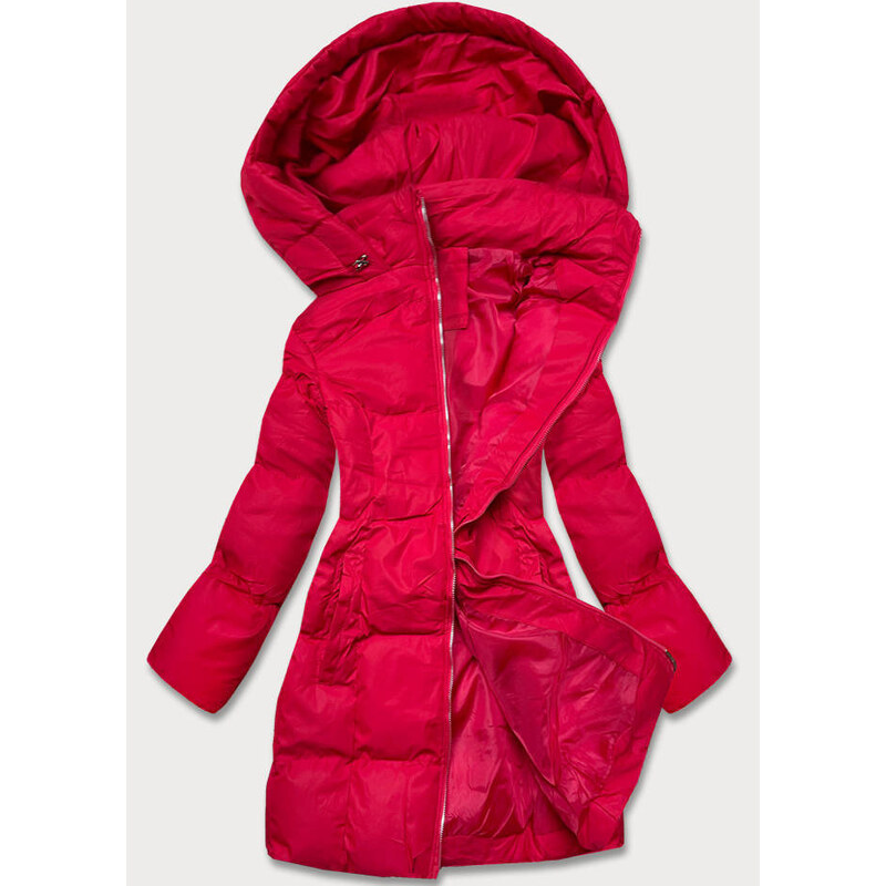 J.STYLE Červená dámská zimní bunda s kapucí (5M722-270)
